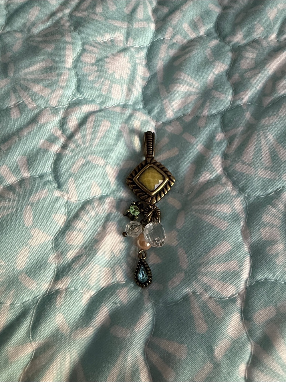 Lia Sophia Mixed-Stone Pendant Necklace Charm - Yellow, Green, Blue